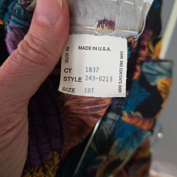 Vintage Womens M Fall Leaf Leaves Floral Pleated A-Line Skirt Black Multicolor - Picture 6 of 7